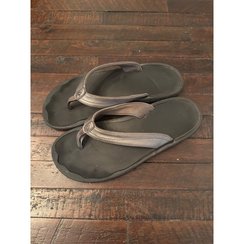 Olukai Ohana W Womens 10 Dark Brown Charcoal Gray Flip Flop Sandals 20110-7340